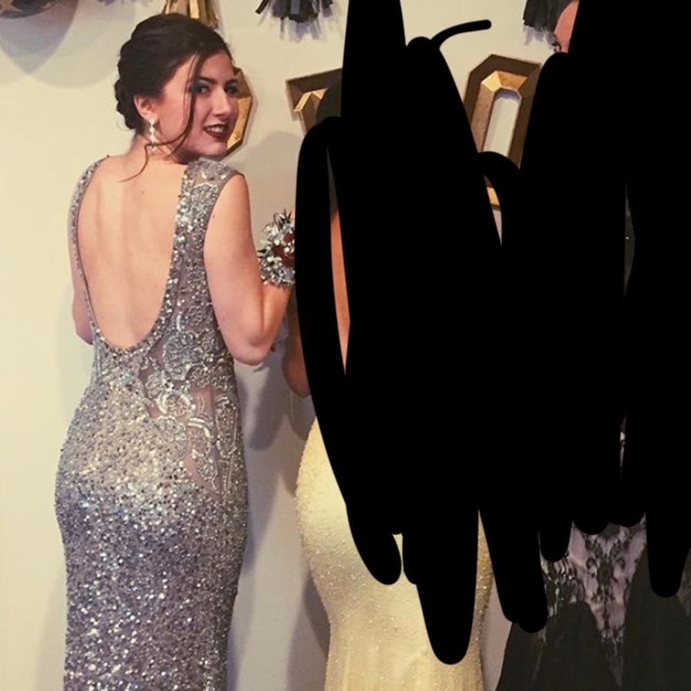 SEQUIN SPARKLY PROM DRESS BACKLESS MESH SIDES